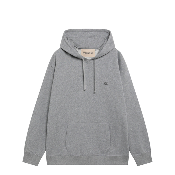 Mélange Gray Hoodie With Vlogo Embroidery