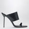 Lidia Python Effect Black Leather Thong Mule