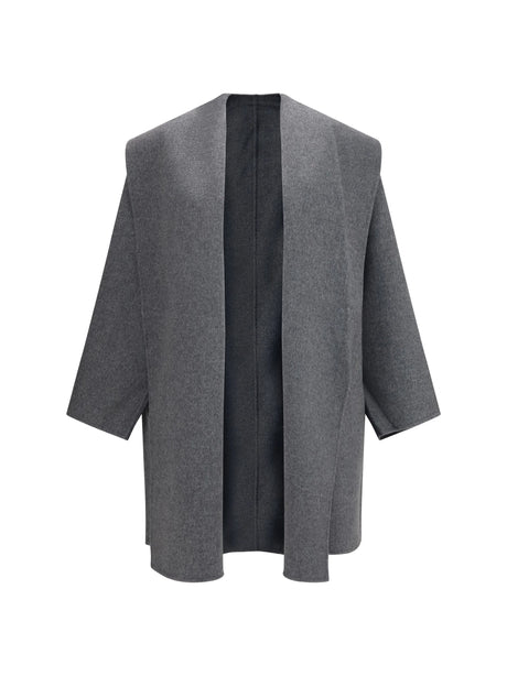 Toteme Wool Hooded Coat - Pale Grey Mélange