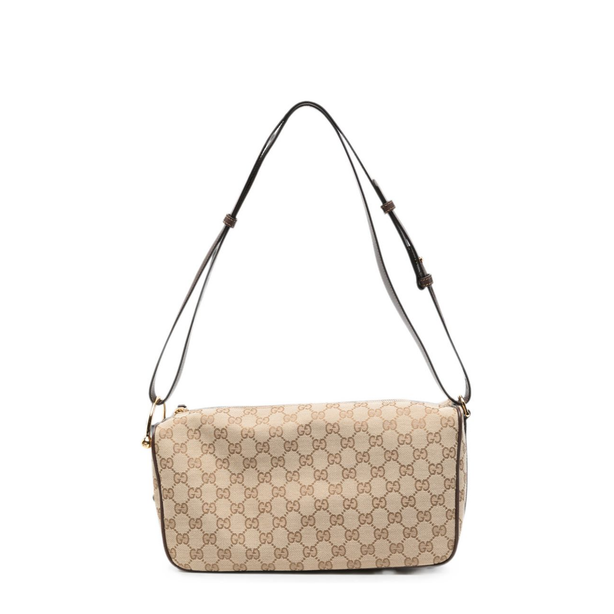 Half Horsebit Medium Canvas Shoulder Bag - Sand and Brown