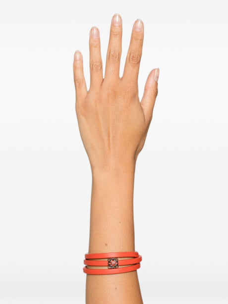 Orange Calf Leather Wrap Bracelet