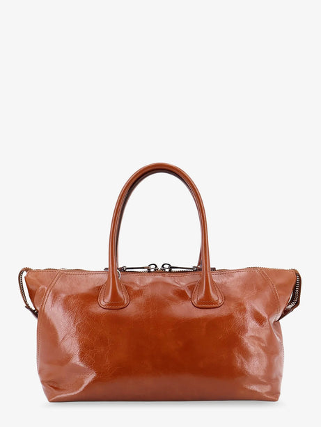 Miu Miu Shiny leather handbag with front lettering logo - Palissandro