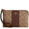 Coach Corner Zip Wristlet In Signature Canvas With Stripe - Tan/ Brown CW854