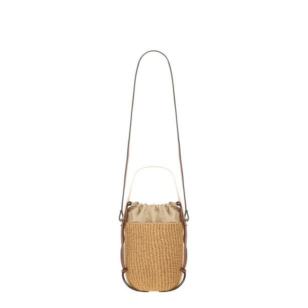 Woody Small Raffia Bucket Bag - Beige