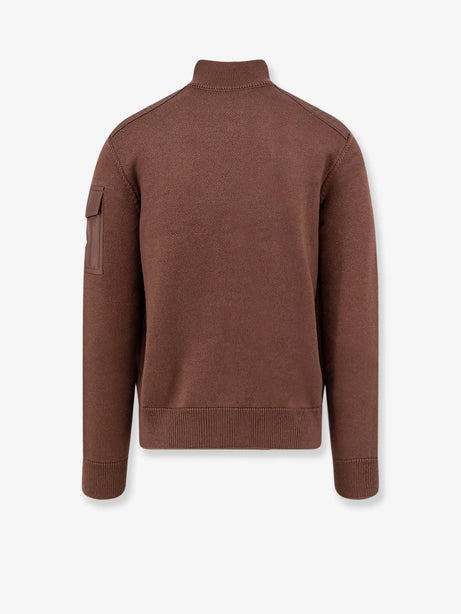 Moncler Virgin wool cardigan with Logo patch - Marrone