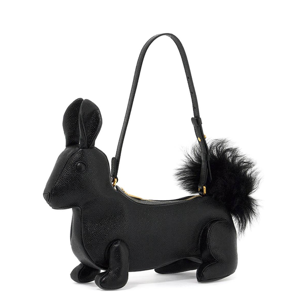 Rabbit Baguette Leather Shoulder Bag