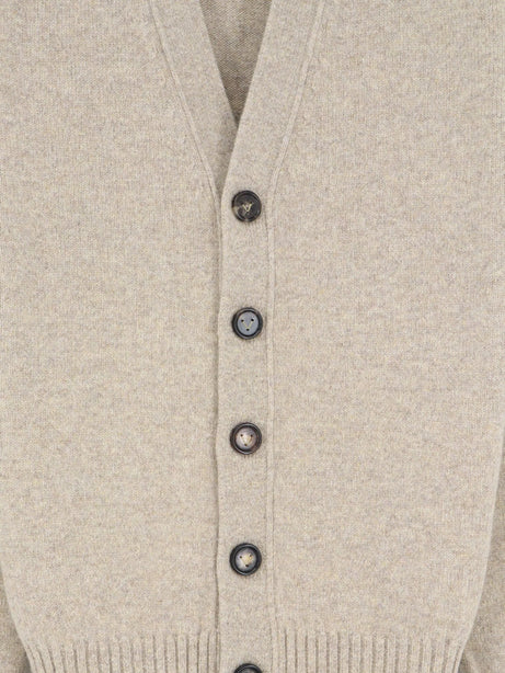Bottega Veneta Cashmere blend cardigan with Intreccio patch - Fleece Melange