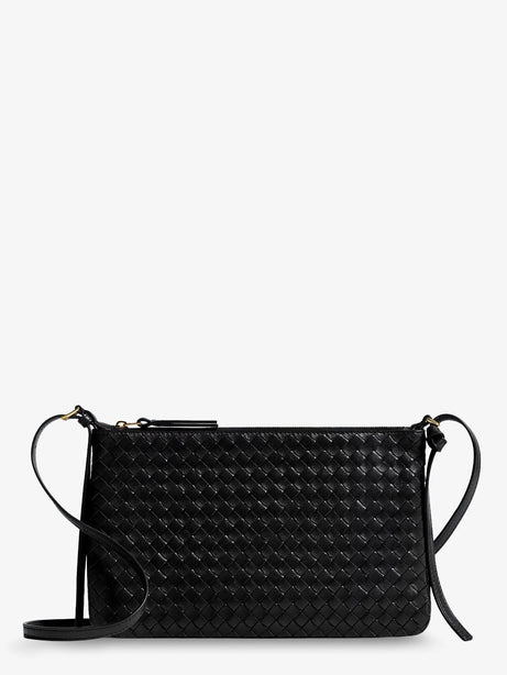 Bottega Veneta Pochette Intrecciato Piccolo medium with shoulder strap - Black-Brass Vibrato