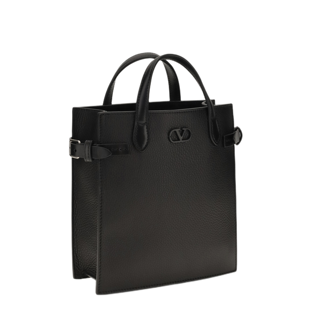Antibes Small Grained Leather Shopping Bag - Black