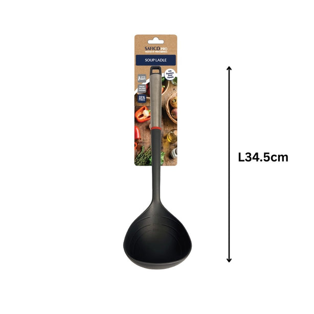 Safico Fibreglass Nylon Soup Ladle With Stainless Steel Handle L34.5cm BPA Free, Heat Resistant To 200°C