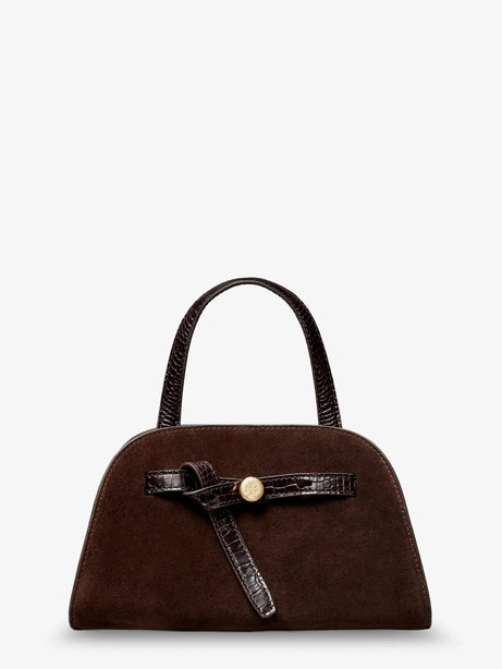 Tory Burch Romy Small suede satchel bag with shoulder strap - Darkcocoa