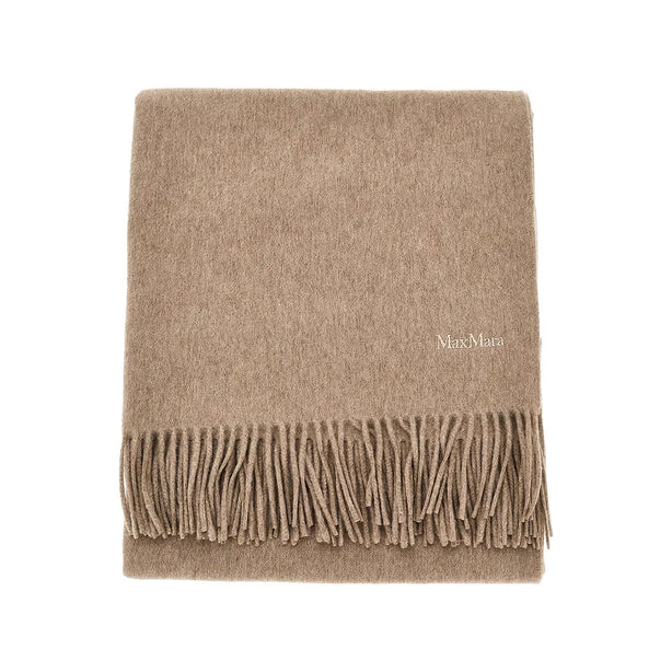 MAX MARA Logo embroidery cashmere scarf