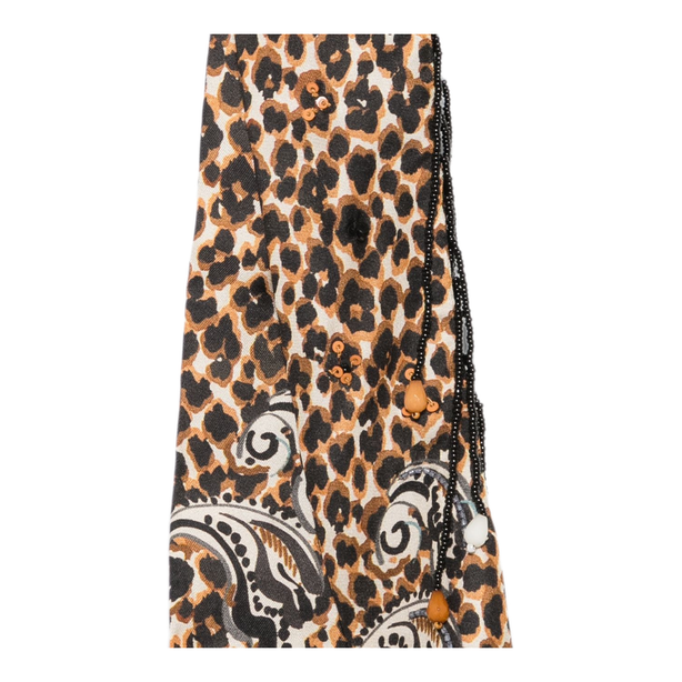 Black Silk Leopard Print Scarf