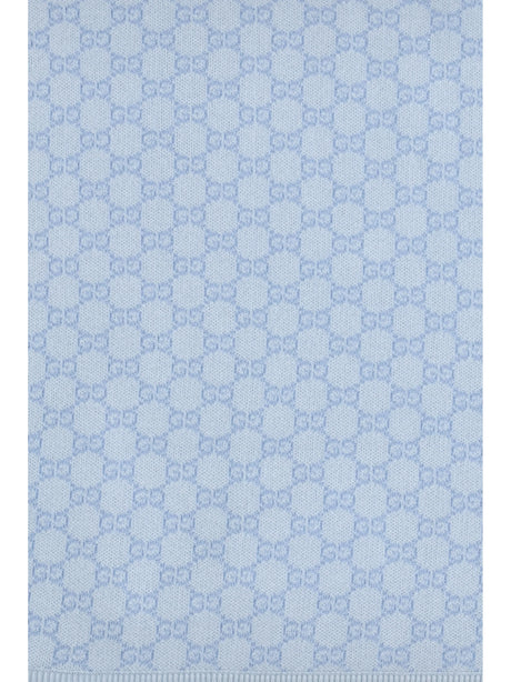 Gucci GG Monogram wool Blanket for Baby - Ivory/Sky Blue