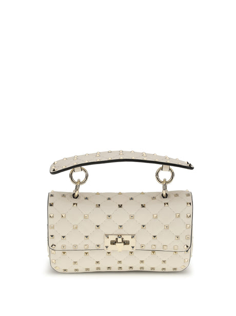 Rockstud Spike Mini Nappa Top Handle Bag - Ivory