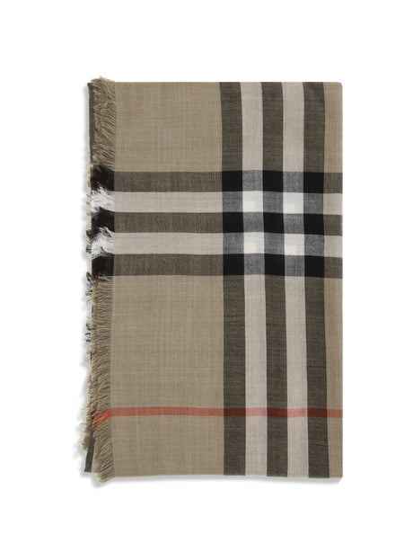Burberry Check reversible wool and silk Scarf - Sand/Vole Brown