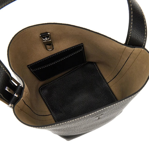 TOTEME Grained leather small Belted tote bag