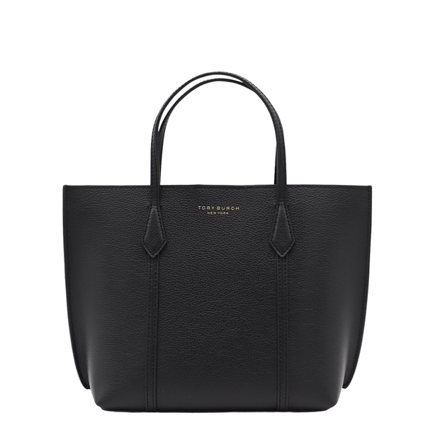 Perry Small Grained Leather Tote - Black