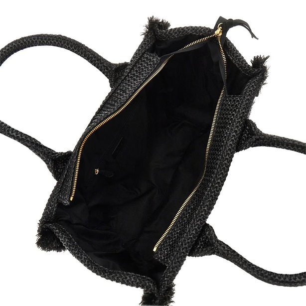 PINKO Faux raffia shopping bag with logo