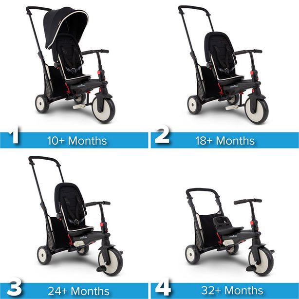 smarTrike STR3 5-in-1 Stroller Trike (Black with Cream Piping)