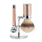 MUHLE Traditional, Chrome-Rose Gold plated Metal, Shaving Set - Safety Razor, Silvertip Badger Brush