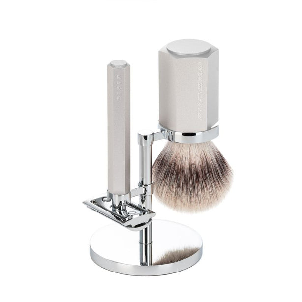 MUHLE Hexagon Pure Shaving Set with Safety Razor & Silvertip Fibre® Shaving Brush