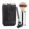 MUHLE Travel Shaving Set - Black Leather Pouch, Gillette® Fusion™ 5 Razor, Silvertip Fibre® Brush