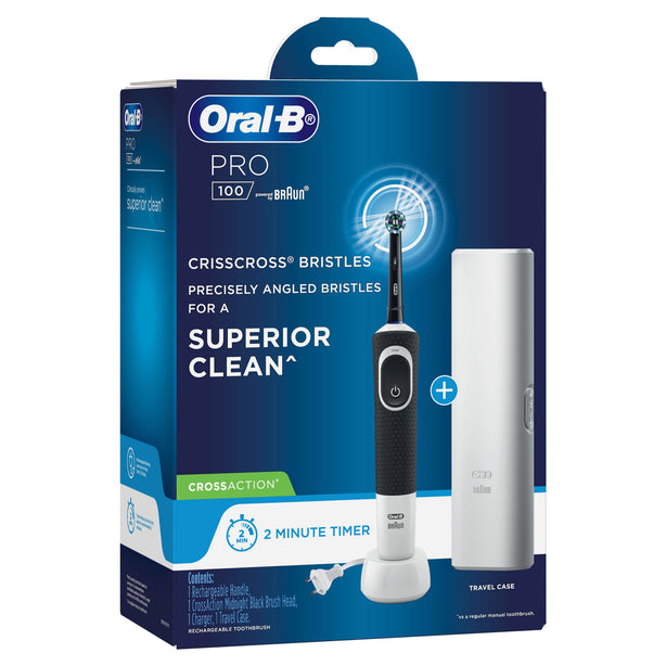Oral-B Pro 100 CrossAction Electric Toothbrush with Travel Case.
