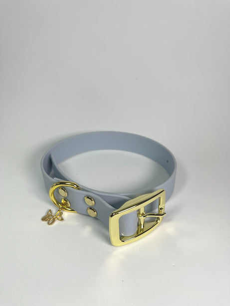 LEASh Pet Collar Biothane - Arctic Blue Gold Hardware