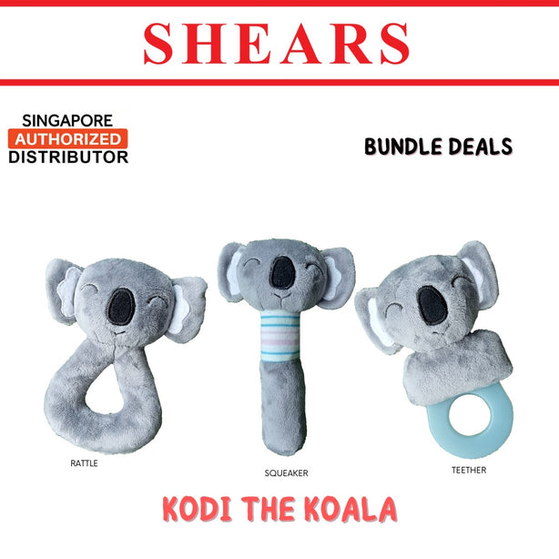 Shears Baby Soft Toy Toddler Toy Rattle Squeaker Teether Bundle Deals Ideal for Christmas Gift Savanna Series KOALA