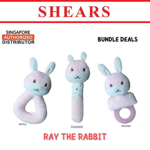 Shears Baby Soft Toy Toddler Toy Rattle Squeaker Teether Bundle Deals Ideal for Christmas Gift Savanna Series RABBIT