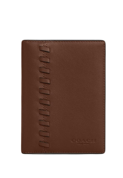 Coach Mens Passport Card Case With Whipstitch - Saddle Brown