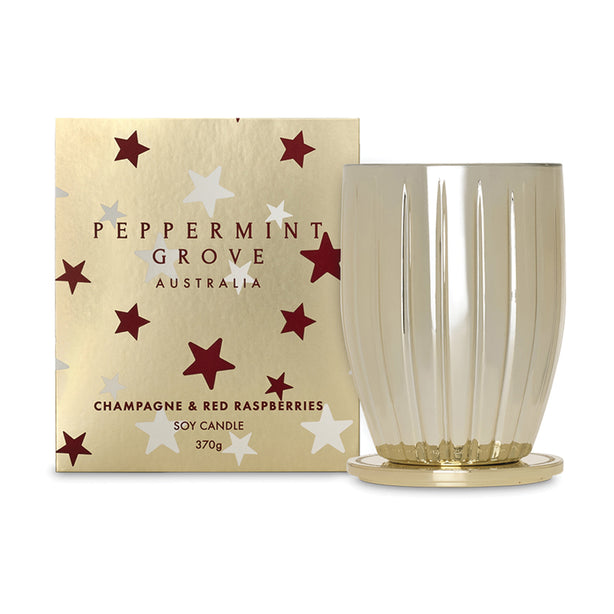 PGA Champagne & Red Raspberries Xmas Soy Candle (370g)