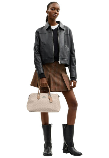 Coach Georgia Satchel Bag In Signature Canvas - Sand/Taupe