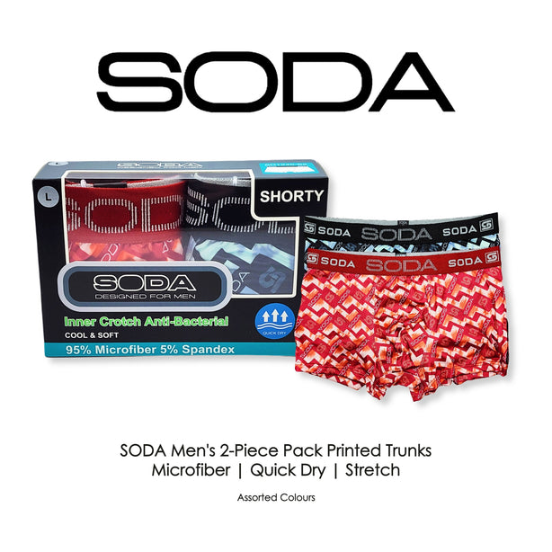 Soda 2 Piece Microfiber Printed Shorty Trunks With Waist Band