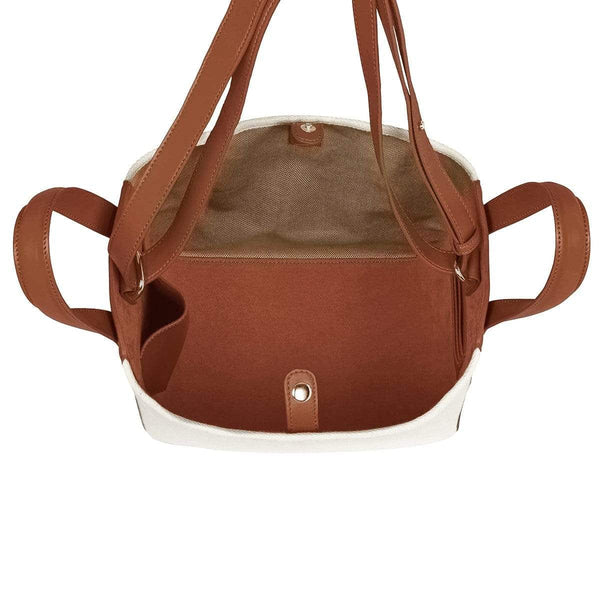 X Nihilo Eight Leather Handbag Tote Bucket Bag Canvas Tan