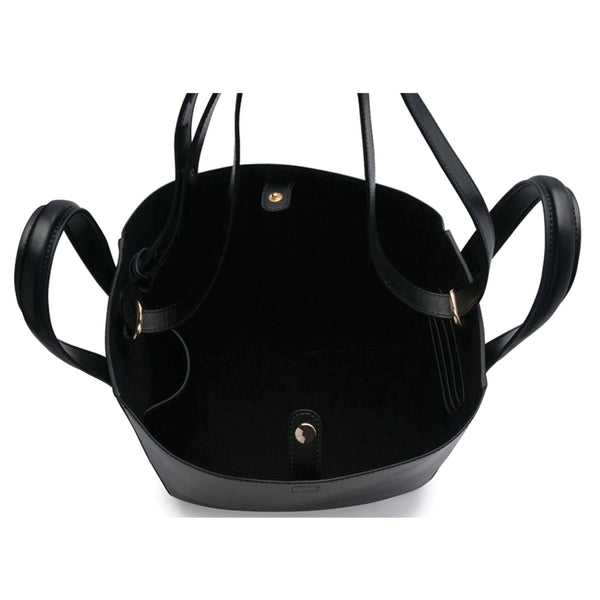 X Nihilo Eight Leather Handbag Tote Bucket Bag Black