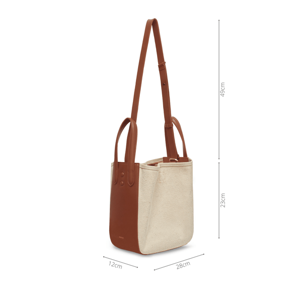 X Nihilo Eight Mini Leather Handbag Tote Bucket Bag Canvas Tan
