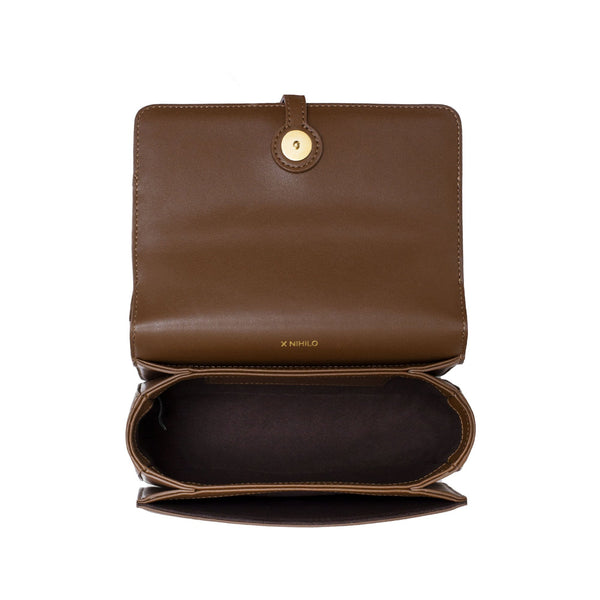 X Nihilo Soleste Continental Leather Crossbody Belt Bag Dark Brown