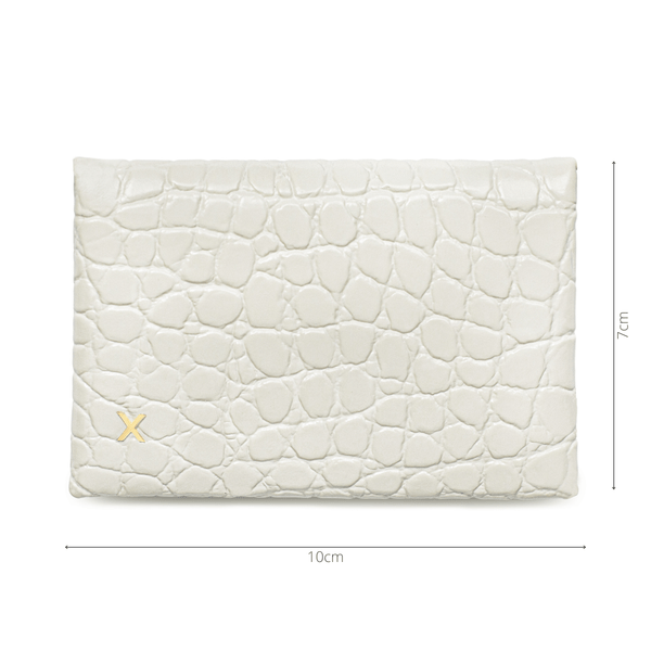 X Nihilo Carla Leather Croc Print Cardholder Milk