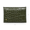 X Nihilo Carla Leather Croc Print Cardholder Olive