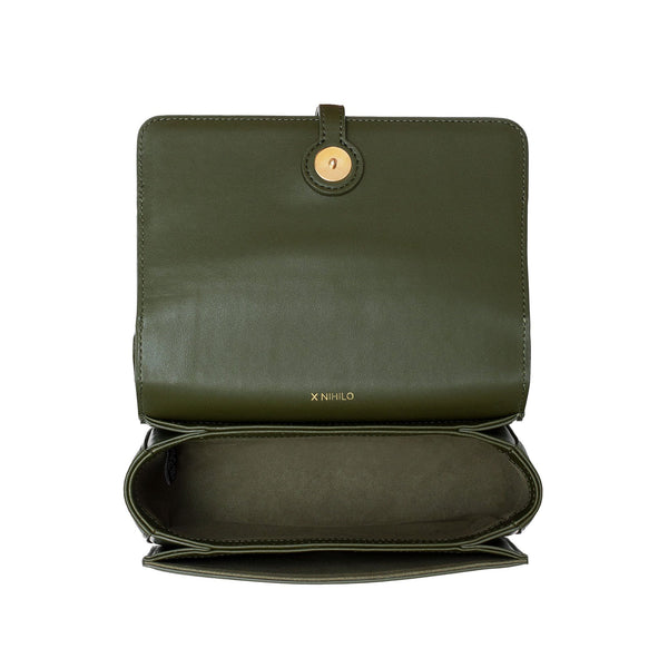 X Nihilo Soleste Continental Leather Crossbody Belt Bag Olive