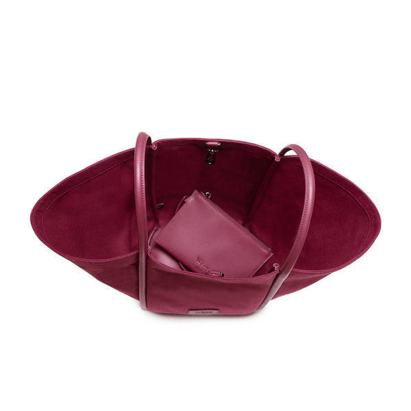 X Nihilo Fifth Avenue Leather Handbag Tote Canvas Burgundy