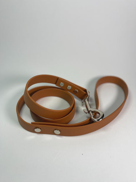 LEASh Pet Leash Biothane - Carnaby Tan Silver Hardware