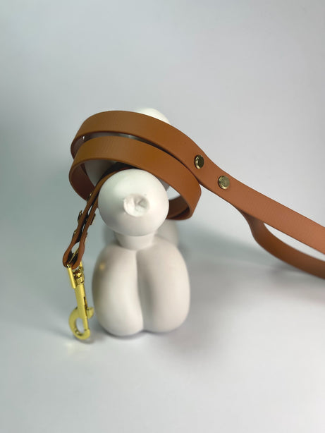 LEASh Pet Leash Biothane - Carnaby Tan Gold Hardware