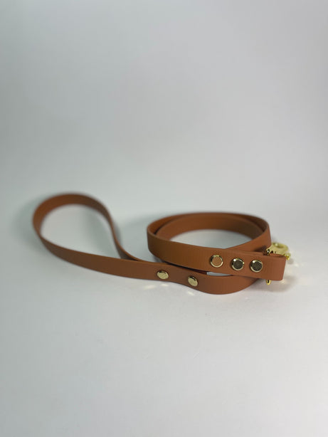 LEASh Pet Leash Biothane - Carnaby Tan Gold Hardware