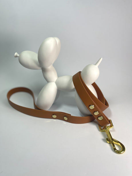LEASh Pet Leash Biothane - Carnaby Tan Gold Hardware