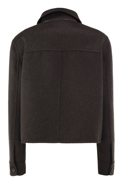 Cropped Cashmere Jacket with Monili Detail at the Back