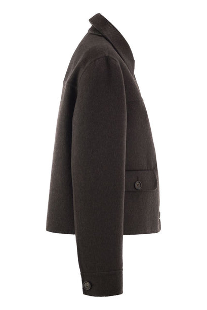 Cropped Cashmere Jacket with Monili Detail at the Back