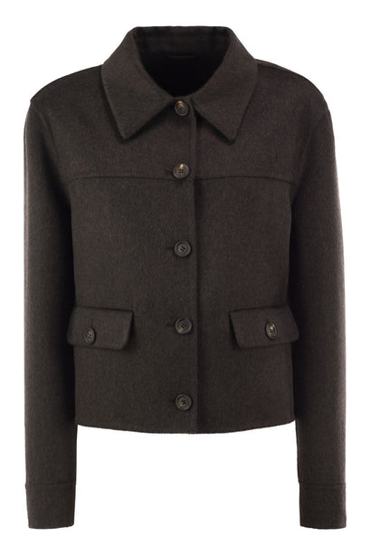 Cropped Cashmere Jacket with Monili Detail at the Back